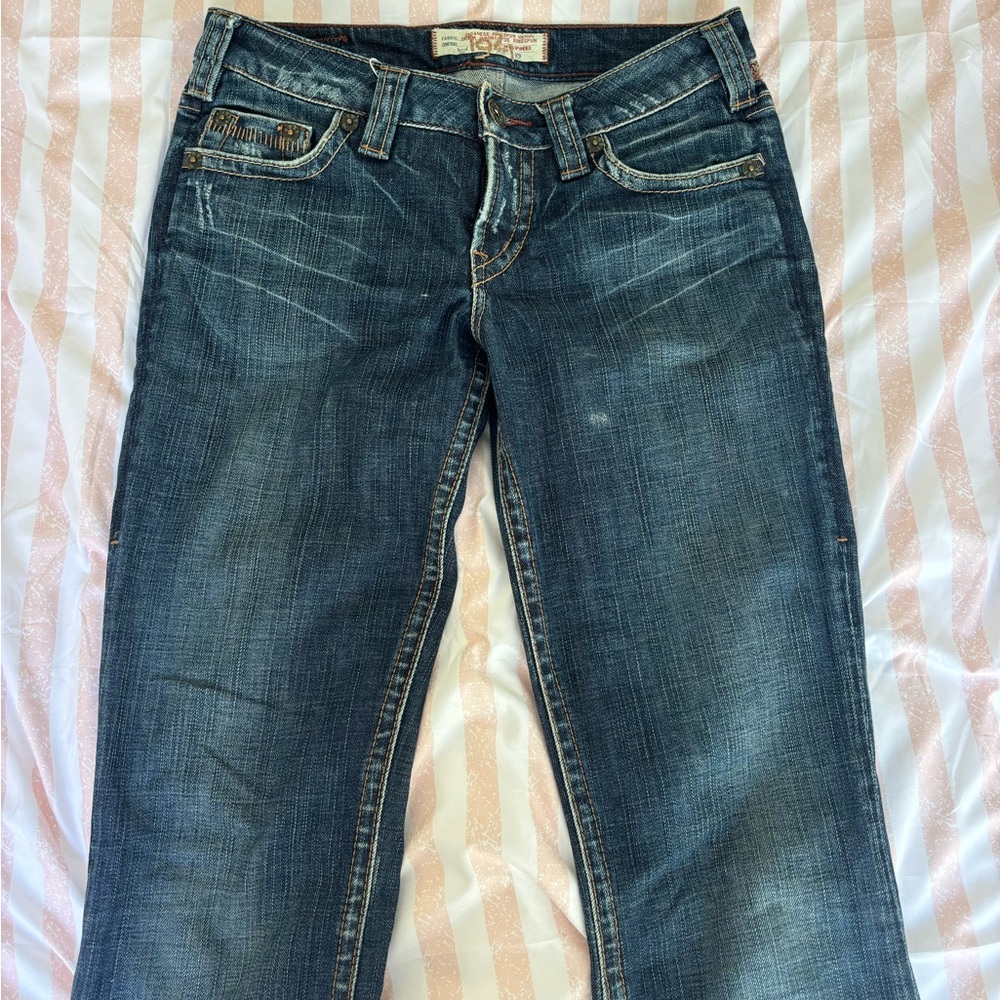 1928 Blue Flare Wide Leg Jeans with Vintage Appeal